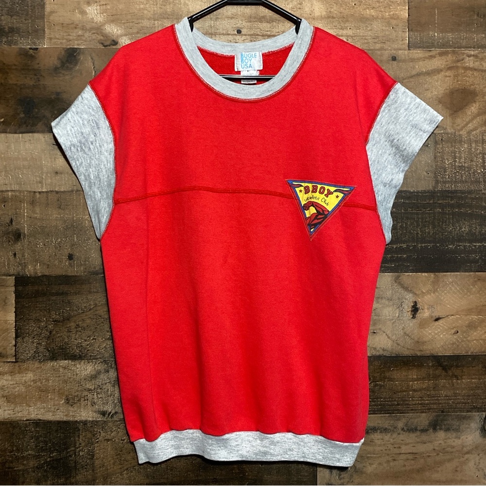 Vintage 1990s Bugle Boy Athletic Club Workout Short Sleeve Sweatshirt Size XL